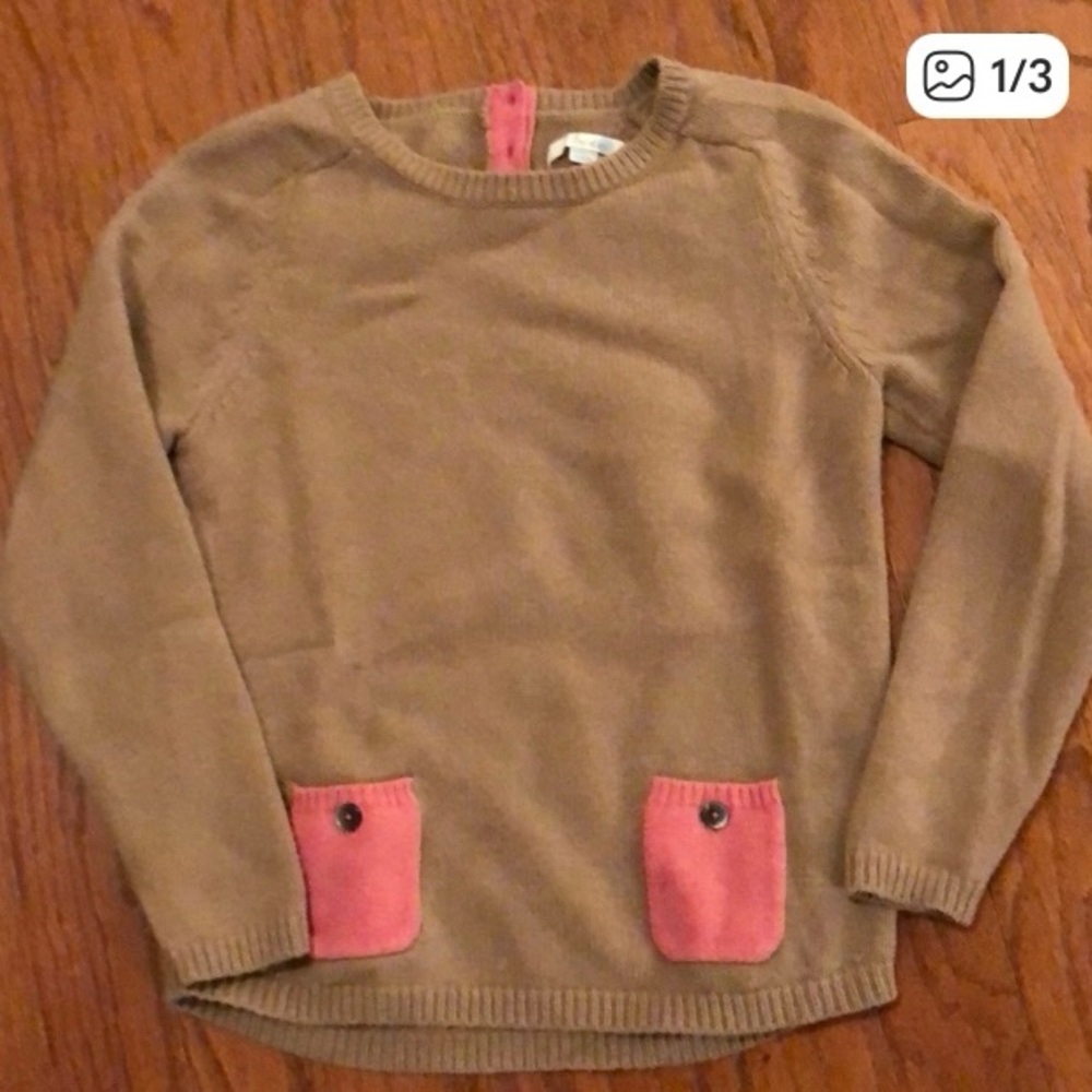 Boden Wool Blend Sweater w Pink Pockets Sz 8